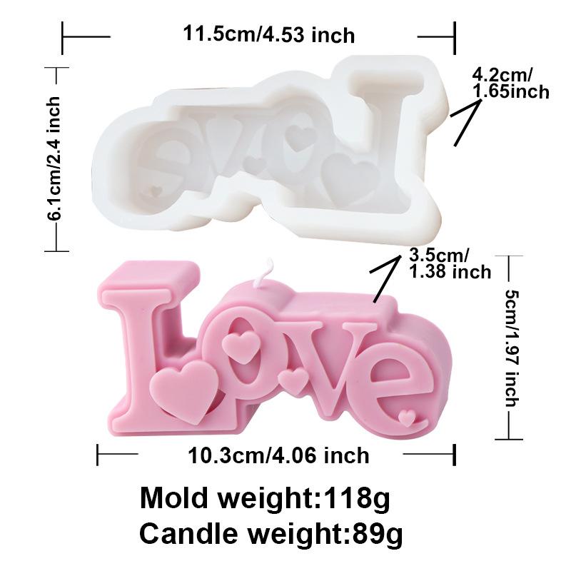 DIY Rose Heart Candle Molds 2D Love Slogan Aromath Soap Resin Mold Chocolate Cake Baking Tool Valentine's Day Decoration Gifts