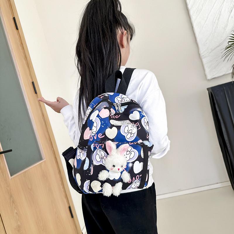 Adorable Cartoon Nylon Kids Backpack For Kindergarten Boys And Girls In Pink