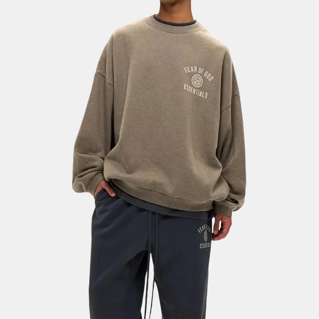 Fear of God בסיסי פליז צווארון עגול אפור מנוקד גברים חולצות 192HO246261F