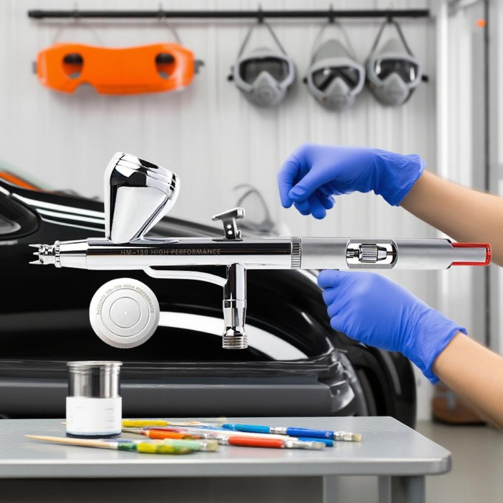 HM-130HP Dual Action Airbrush for Model Figure Painting - Precision Spray Tool for Model Kits and Miniature Coloring
