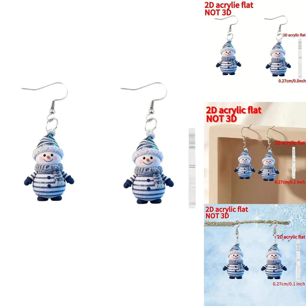 Winter Holiday Acrylic Ear Accessories With Cartoon Snowman For Seasonal Wear