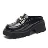 Horse buckle half slippers women wear summer fashion thick heel thick sole cool slippers bag head one pedal shoes