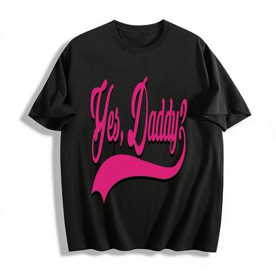 Ja Papa Letter Print Lässiges T-Shirt Damen Y2k Stil Niedliches Grafik-T-Shirt Sommer Kurzarm-Oberteil Reines Baumwoll-T-Shirt