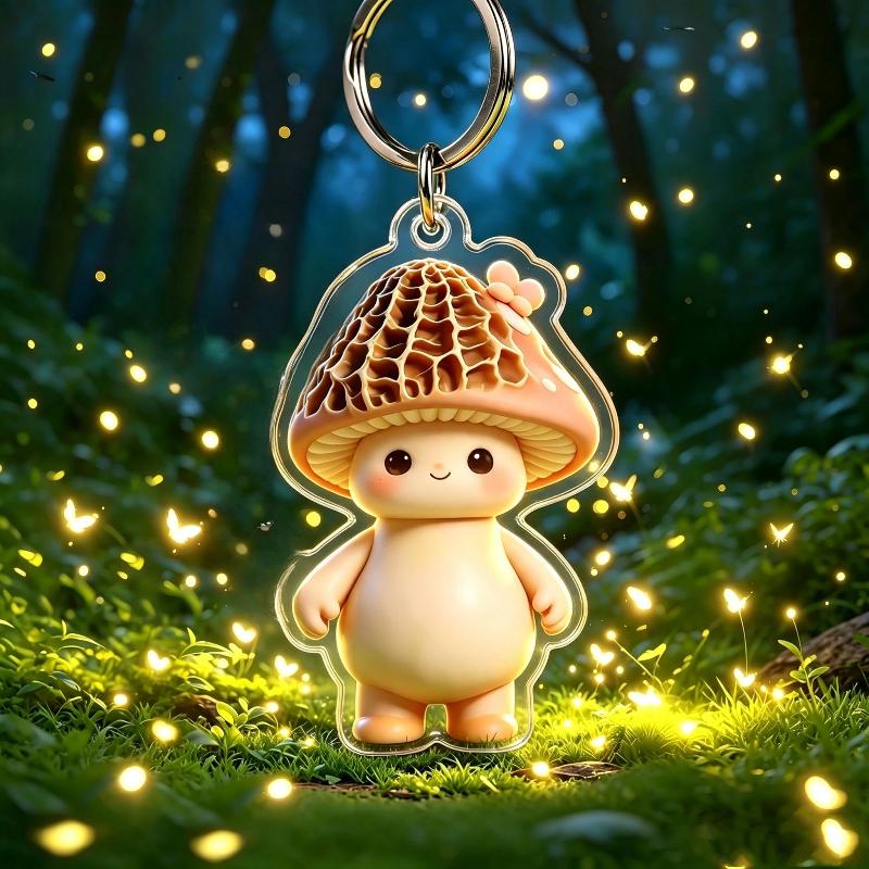 Cute Cartoon Mushroom Acrylic Keychain Kawaii Fadeless Design Lightweight Purse Charm Decoration for Women Holiday Gifts