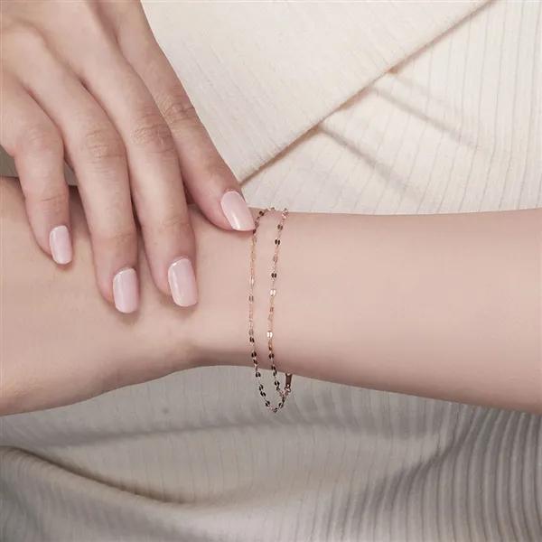 14K Shining Gold Bracelet with Double Chain