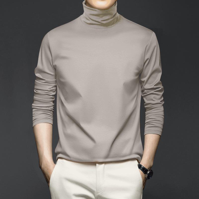 Men's Autumn/Winter High-Neck Anti-Static Liquid Ammonia Mercerized Cotton Long-Sleeve Base Layer Shirt