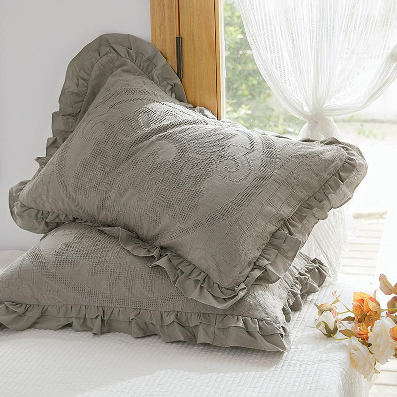 45x75cm Solid Color Cotton Pillowcase Adult Home Double-layer Lotus Leaf Lace Pillow Core Cover Enlarge Widen Fix The Non Displaced Pillow Covers