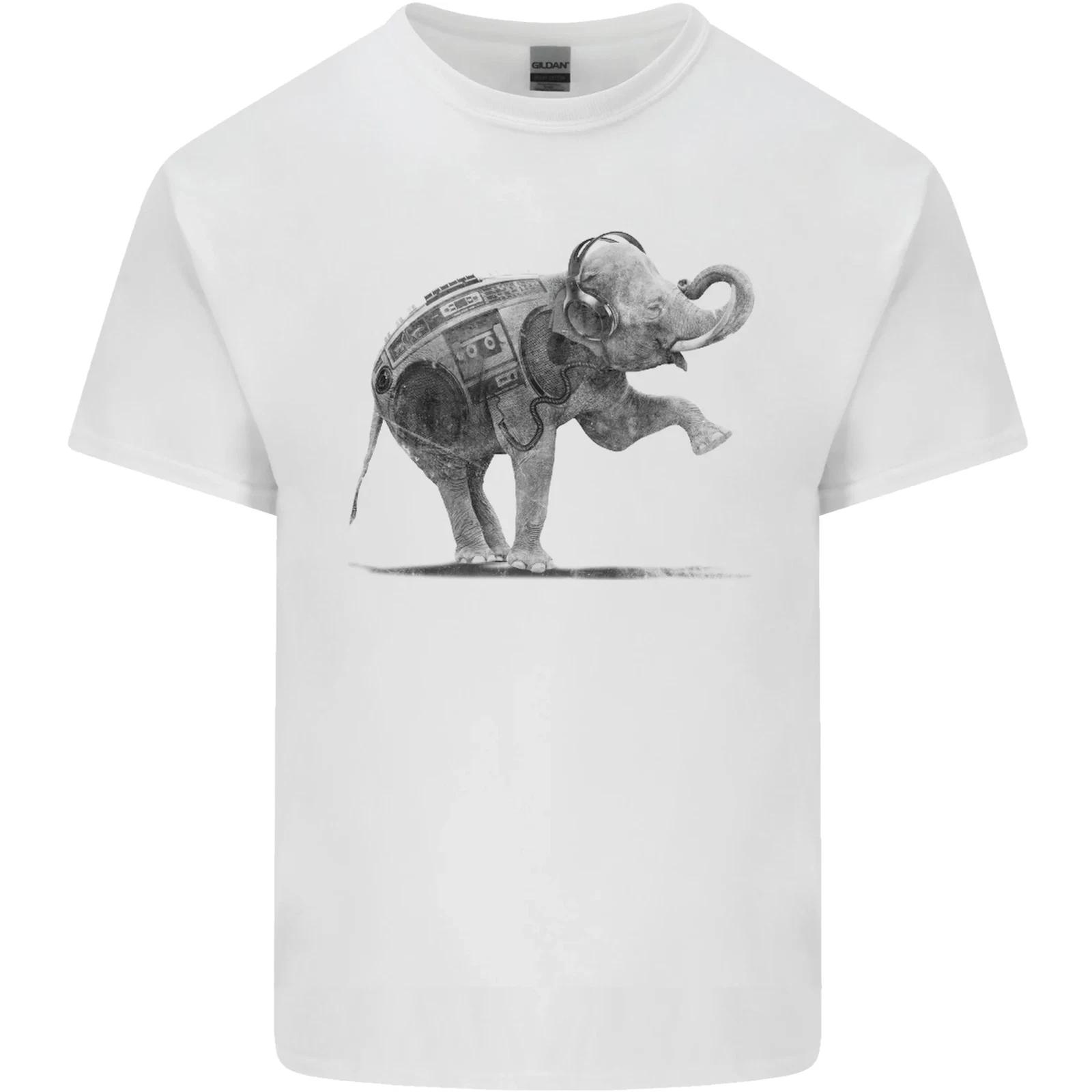 Dancing Musical Elephant Ghetto Blaster Kids T-Shirt Childrens 4XL