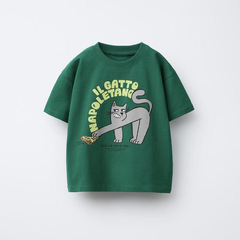 Summer Child T-shirt Cotton Costume Printed Cartoon Short-sleeved For Baby Fashion New Loose Simple Sport Shirt Kids Thin Tops