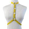 Adjustable Faux Leather Halterneck Choker Ring Waist Belt Body Chain Harness