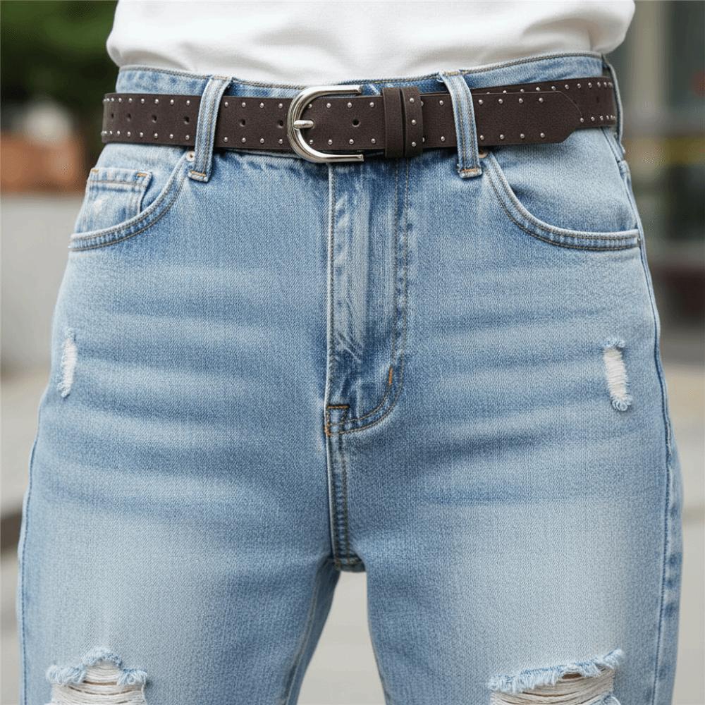 Metal Pin Buckle Waistband PU Leather Men Belt Trend Y2K Belt  Unisex