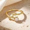 Exquisite Zircon Inlaid Star Ring, S925 Sterling Silver, Light Luxury Pentagram Design.