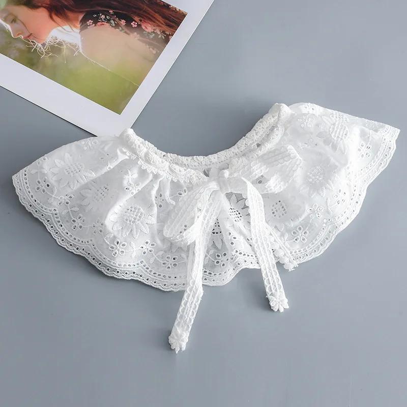 Cotton Bowknots Fake Collar for Women Shirt Detachable Collars  Shoulder Wraps False Collars Sweet Doll Small Shwals Scarf