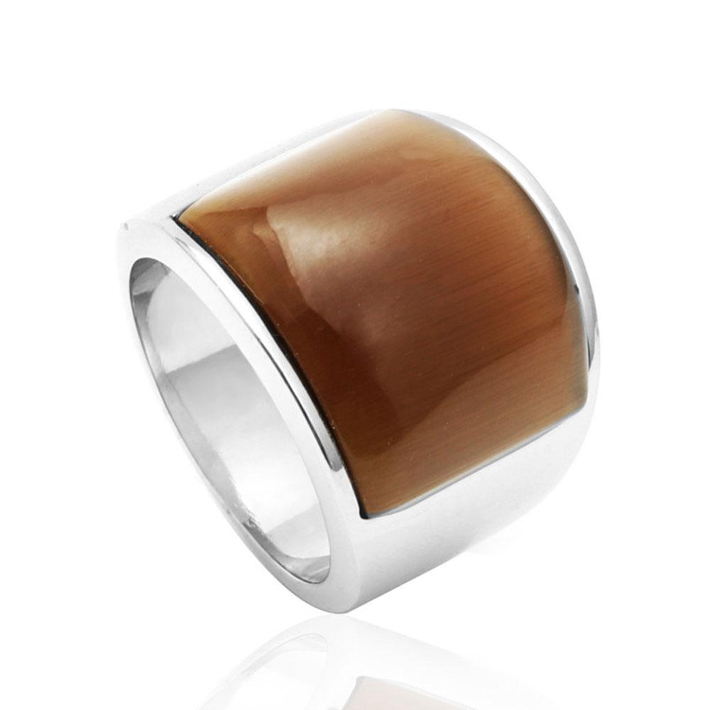 

European and American Retro Stainless Steel Men s Cat s Eye Stone Large Titanium Steel Single Index Finger Ring 12
