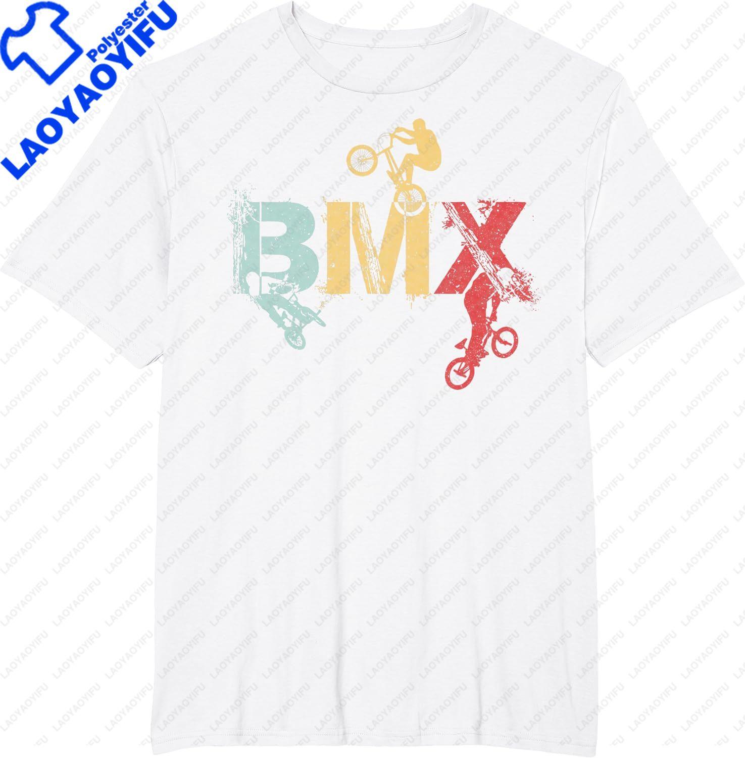 

BMX Vintage Bike Fans Gift Boys Youth Bike BMX TShirt Cotton Graphic T Shirts Cotton Men Clothing Tops Camisas Streetwear 4XL