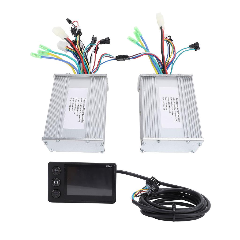 2PCS 36V 48V 60V 450W 23A Electric Bike Controllers Aluminum Alloy Dual Drive Brushless Motor Controller with V890 LCD