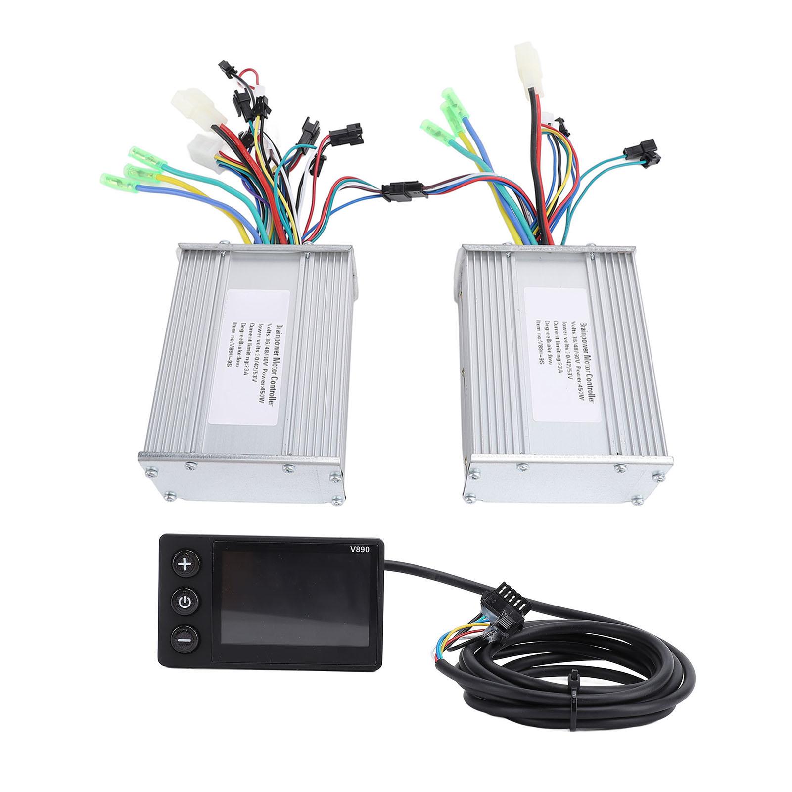 

2PCS 36V 48V 60V 450W 23A Electric Bike Controllers Aluminum Alloy Dual Drive Brushless Motor Controller with V890 LCD Display Meter