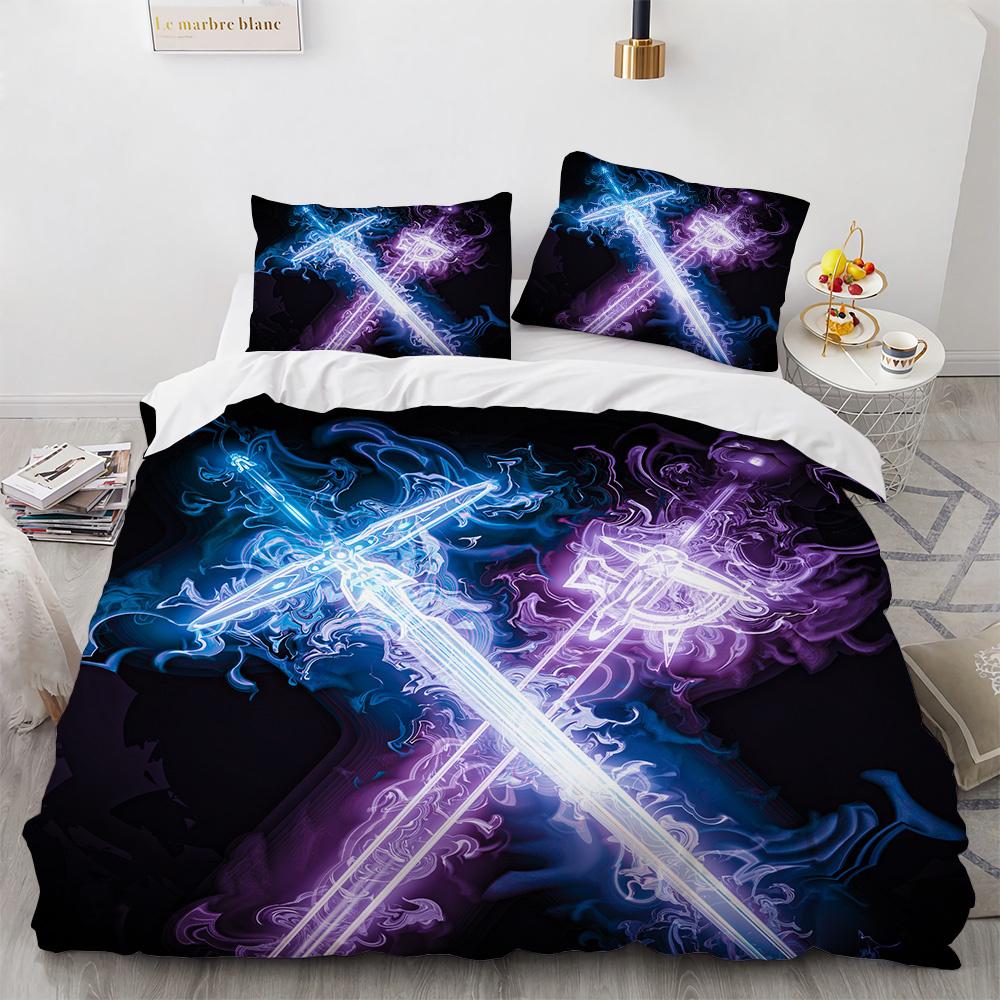Sword Art Online Bedding Set Anime Duvet Covers King Queen Double Twin Size Adults Kids Bed Linens Single Double Size Decor Home