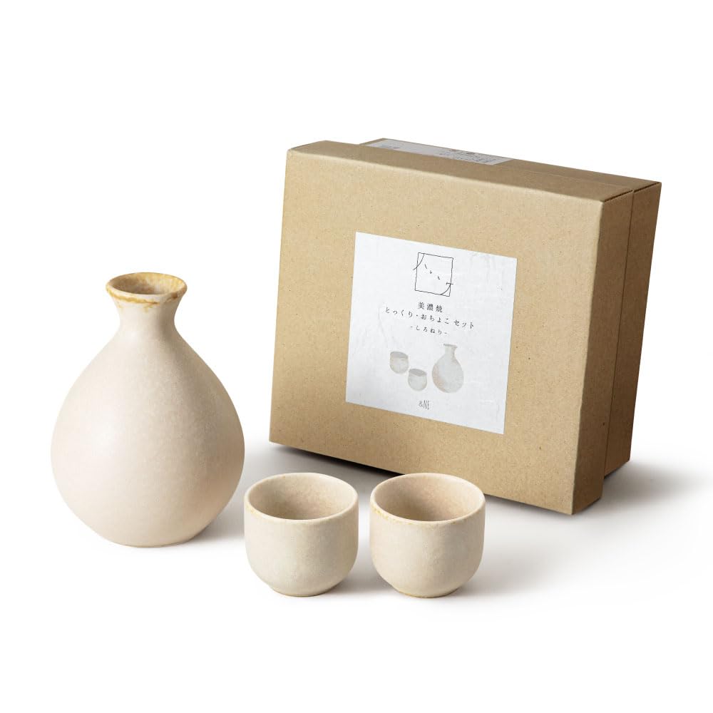 

Mino Ware Tokkuri and Ochoko Hare to Approximate Capacity Made in Microwave and Dishwasher For Hot or Cold 1 Go &NE Set, Shironeri, Ke, 250ml, Japan,