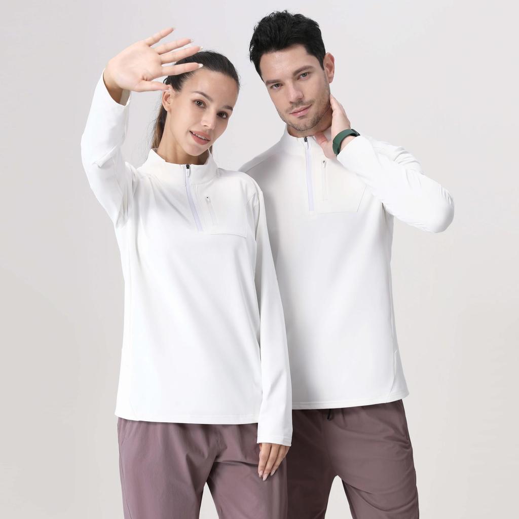 Tsuta City Herren Schnelltrocknendes Langarm-Lauf- und Radsport-T-Shirt mit halbem Reißverschluss