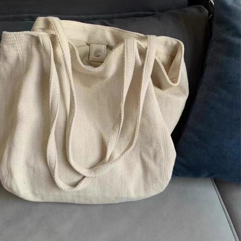 Large Capacity, Korean Version Bag, Women's, Twill Canvas, Commuting Shoulder Bag, Hand-held Casual Women's Bag, Simple, Lazy, Shopping Bag