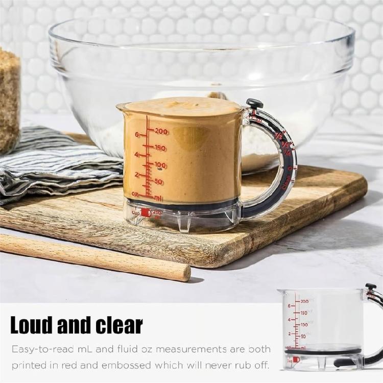 Precisions Kitchen Adjustable Measuring Cup 4 Convertible Capacities Nonslip Base for Accurate Dry and Liquid Items