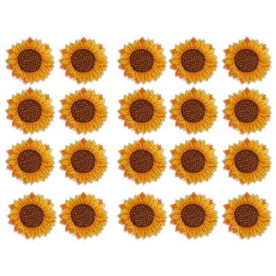 20 pezzi Motivo Girasole Da Cucire o Termoadesivo Toppa Ricamata Fai da Te Vestiti Zaino Applicazione