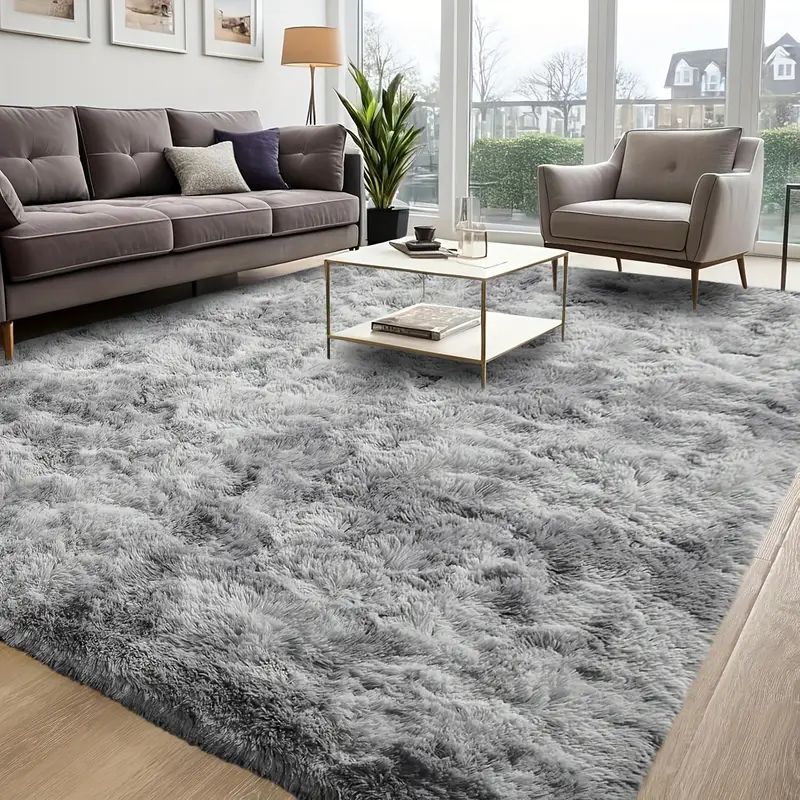Luxury Square Fuzzy Rug Soft and Plush Anti-Slip Floor Mat for Living Room, Sofa, Bedroom, Wardrobe Room, Home Decoration
