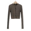 European & American Style Solid Color Cable Knit Cardigan - Round Neck, Single-Breasted, Long Sleeve Top for Women