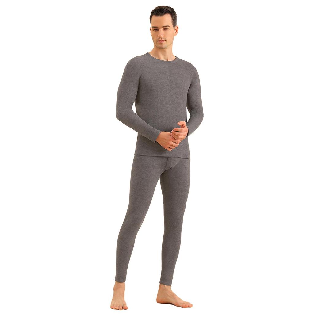 moxixom Warm Innerwear Winter Heat Boost Long Solid Men's Set, Leggings, Underwear, Spats, Pants, Open-Front Loungewear, Color, Mqyk006gr-XL