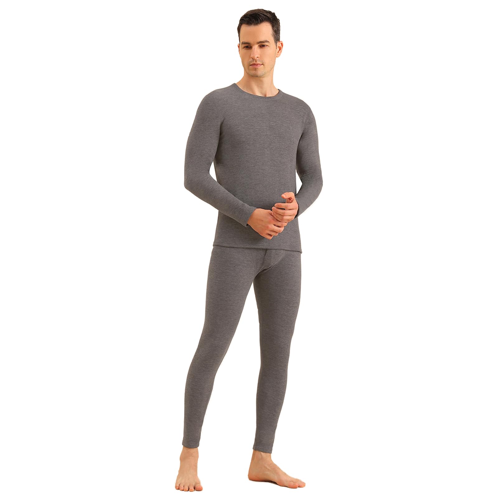 

moxixom Теплое термобелье Зимний термоэффект Длинный однотонный мужской комплект, Леггинсы, Нижнее белье, Спортивные леггинсы, Брюки, Домашняя одежда с открытой передней частью, Цвет, Mqyk006gr-XL серый