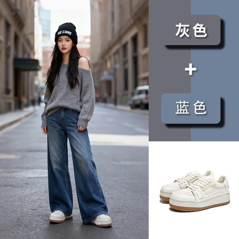 Leather little white shoes spring new light luxury high-end single shoes platform comfortable board shoes women's casual shoes