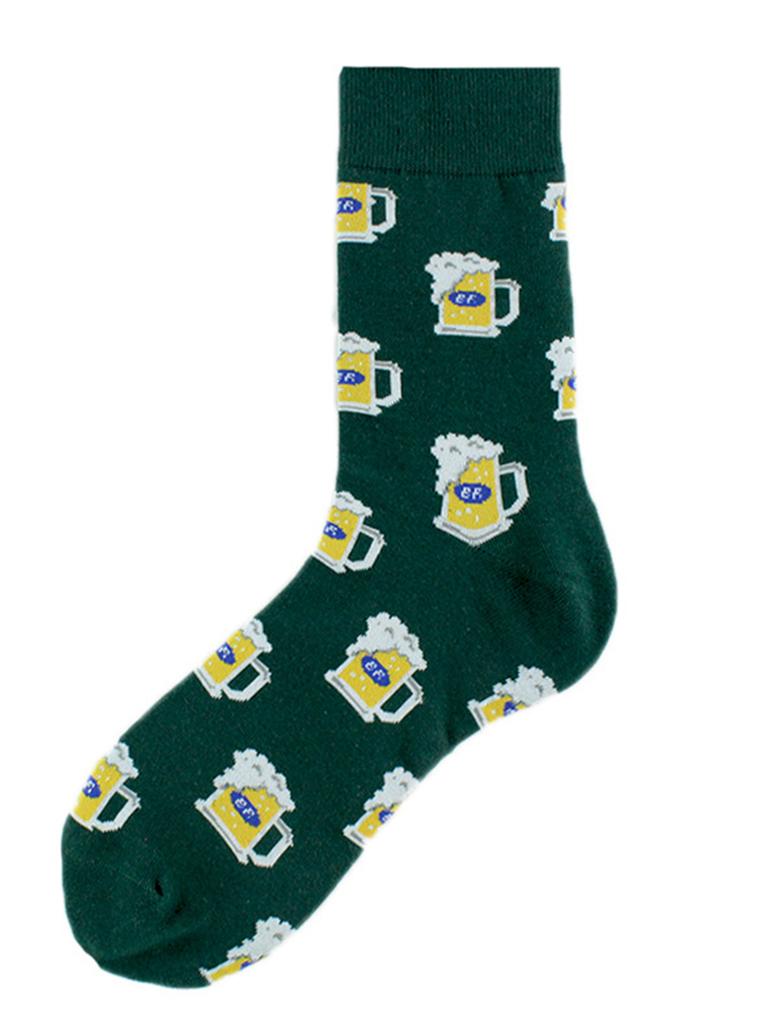 CHAOZHU Men's Funny Socks Cartoon Beer Business Fashion Crew Socks Xmas Father's Day Birthday Gift Casual Socks