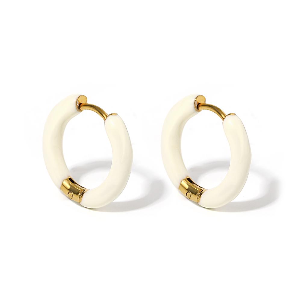 Bunte Neon-Emaille Huggie Creolen Ohrringe Edelstahl Schmuck für Frauen Dopamin Kleiner Ohr-Cuff Piercing Auffälliger Schmuck