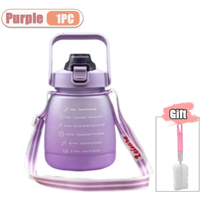 Large Capacity Frosted Sports Water Bottle with Shoulder Strap Portable Cup for Gym Outdoor Travel Hiking Reusable BPA Free