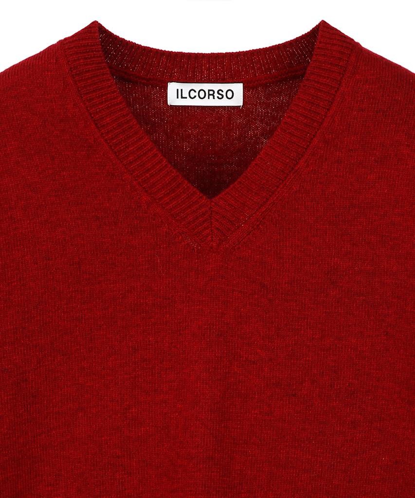 IL CORSO Lambswool Cozy V-Neck Knit Burgundy Iesw5F001D2