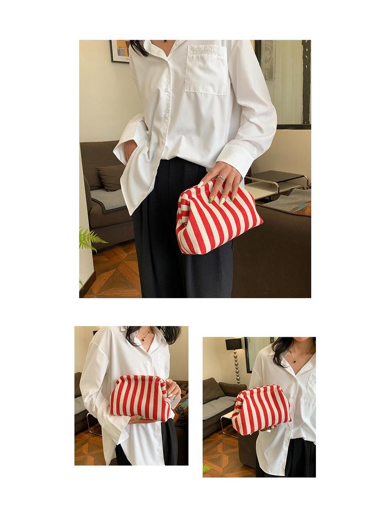 Trendy Color Block Stripe Makeup & Coin Storage Clutch for Women