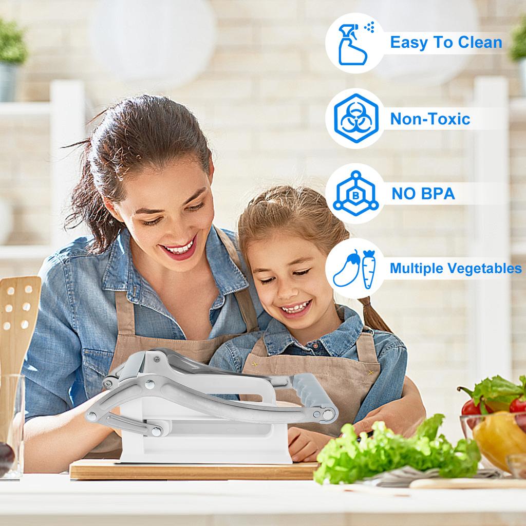 French Fry Cutter Stainless Steel Potato Chipper Fast Cutting Manual Food Slicer Kitchen Vegetable Cutter with 25/49Hole Blade