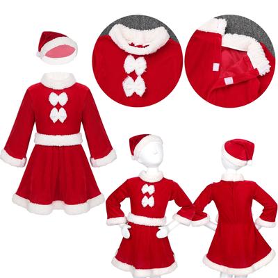 Dětské dívčí kostýmy Santa Clause Vánoční šaty Vánoční párty Santa Cosplay Sametové šaty
