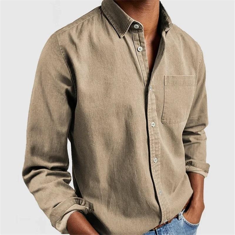 

Summer New Style Men s Shirt Long Sleeved Lapel Loose Casual Shirt Solid Color Simple Beach Vacation Top XXXL білий