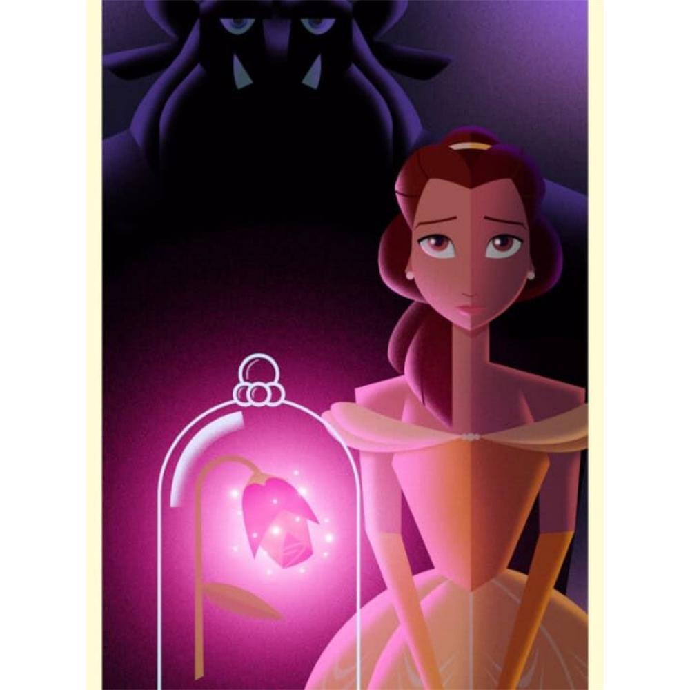 

Disney Diamond Painting Complete Set Beauty and The Beast Art Illustration 5D Diamond Painting Cross Stitch Mosaic Home Decor Round 20x30cm