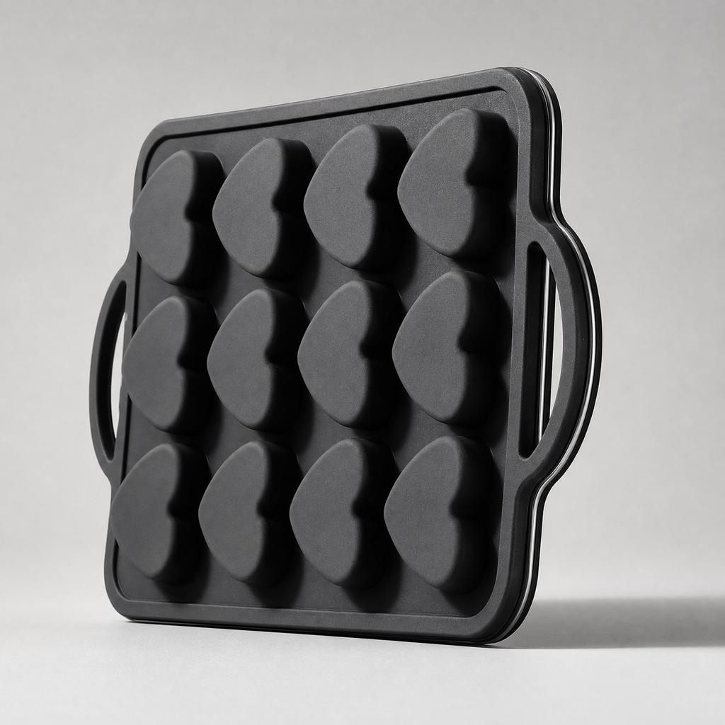 Heart Silicone with , 12-Cavity Muffin and Pan