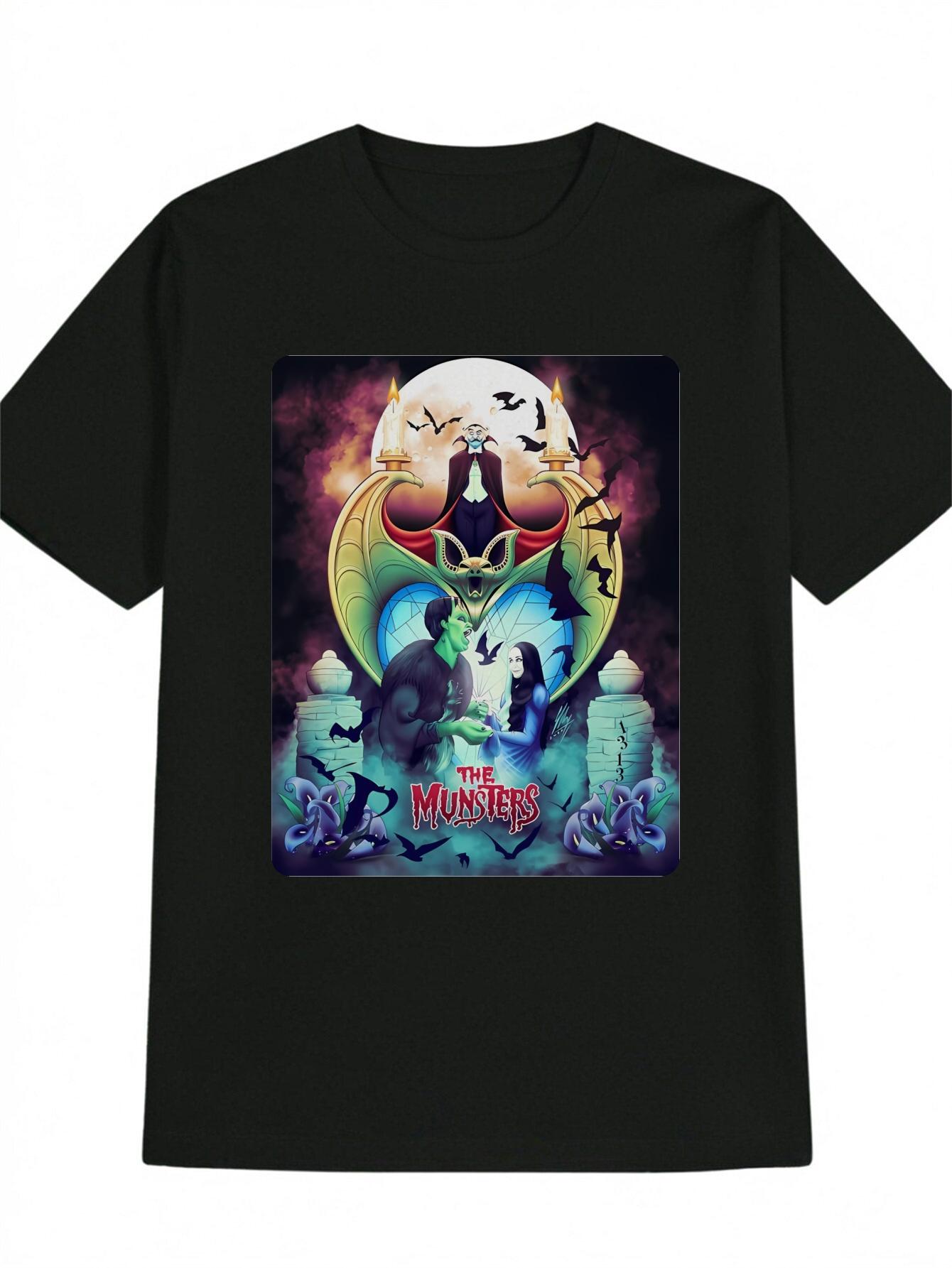 Casual Graphic T-shirt with Bat Wing & Blue Heart Print - Round Neck Summer Tee XL