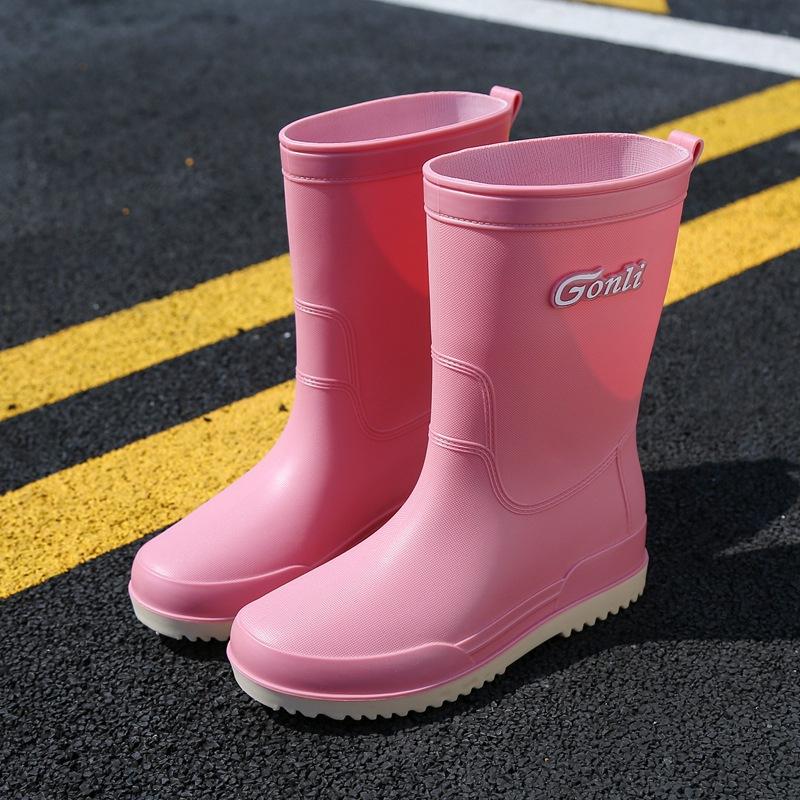 Rain Shoes Women's Adult Medium Tube Rain Boots Wear Non-slip Water Shoes Velvet Cotton Kitchen Short Rubber Shoes Fashion Women