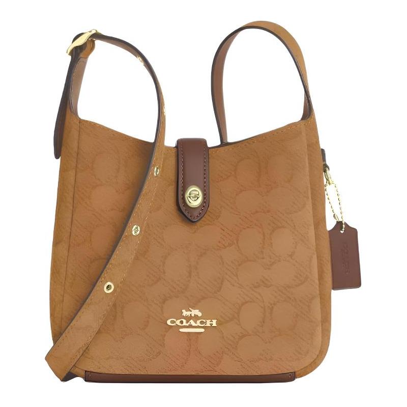 

COACH Hadley 20 Lettering Logo Strap Adjustable Signature Suede and Smooth Leather Crossbody Shoulder Bag Mini Women s Brown коричневый