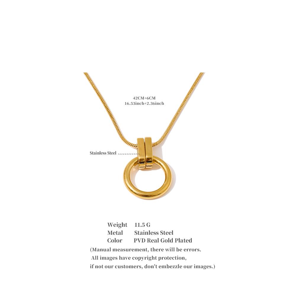 Eetit Popular Stainless Steel Round Pendant Fashion Necklace Gold & Platinum PVD Plated Basic Jewelry Accessories Waterproof