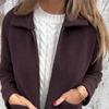 Autumn and Winter New Women's Lapel Solid Color Zipper Pocket Jacket Medium-length Coat