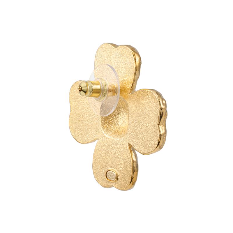 Chanel [23K New Products] Classic Double C Pink Flower Metal Metal Stud Earrings Women's Pink