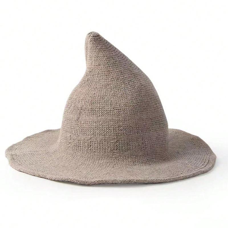 

1pc Women s Halloween Witch Hat, Foldable Knitted Pointed Wizard Hat ,Suitable For Halloween Activities Winter Vampire Costume One Size хакі