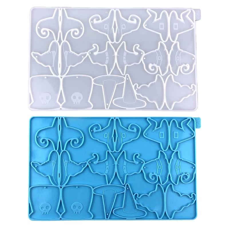 Halloween Geometric Witch Hat Earring Epoxy Resin Silicone Mold Luggage Bag Tags Casting Molds with Hole for DIY Crafts